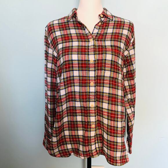 J. Crew Classic Fit Flannel Shirt in Snowy Stewart Tartan Plaid Size 8 - Picture 6 of 7
